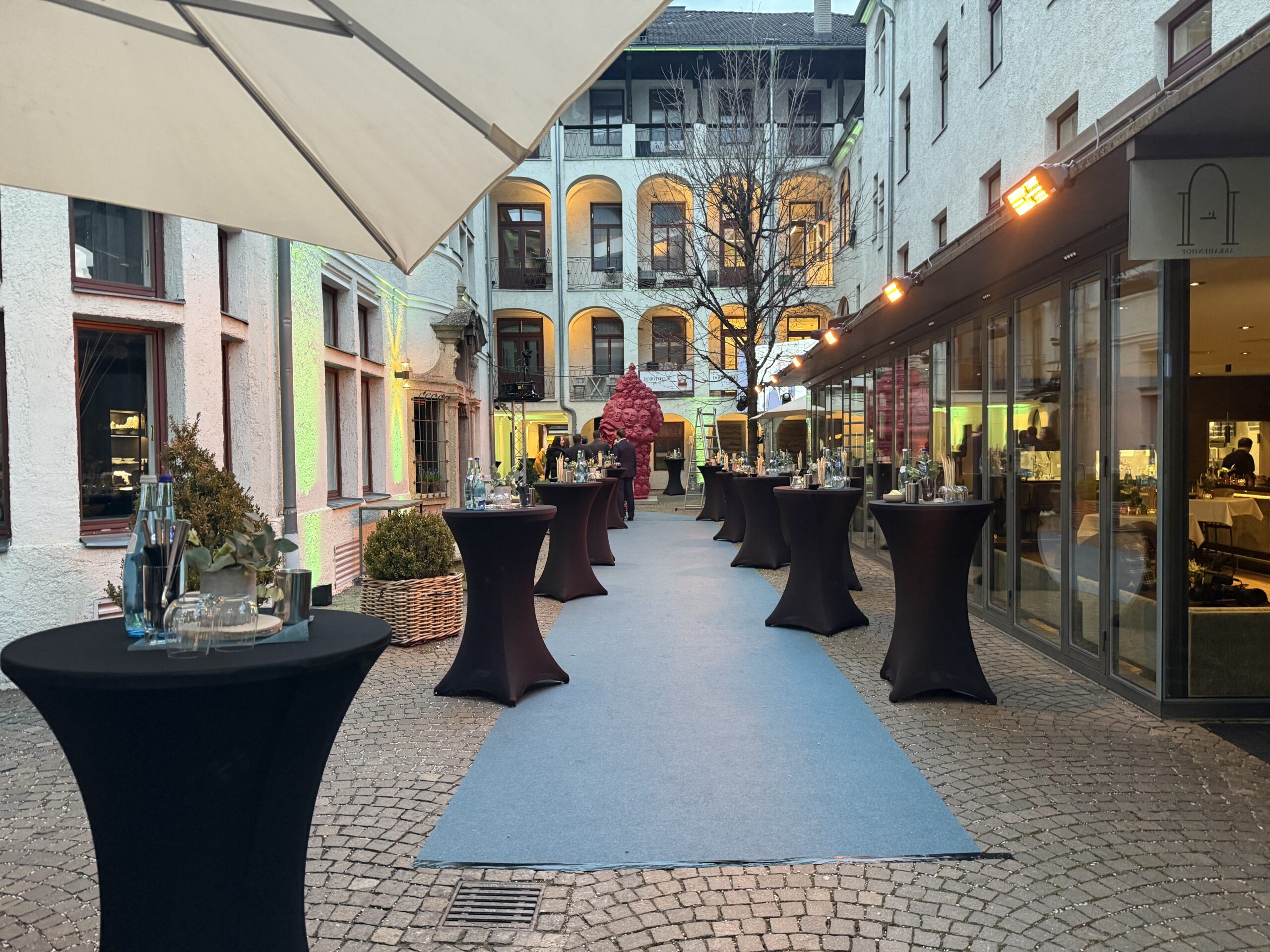 Inner courtyard prepared for large celebrations and parties